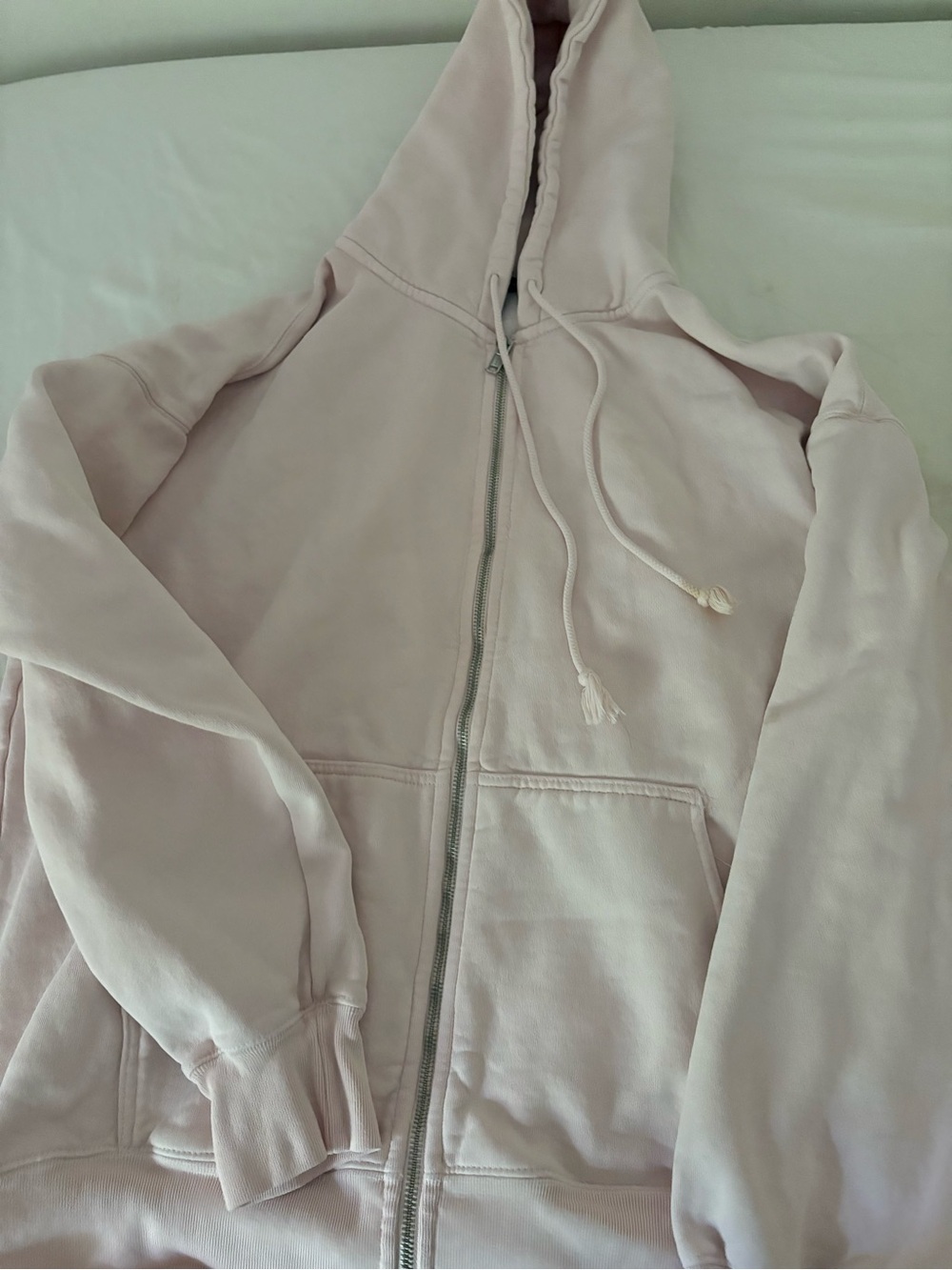 Brandy Melville Pale Pink Hooded Zip-Up